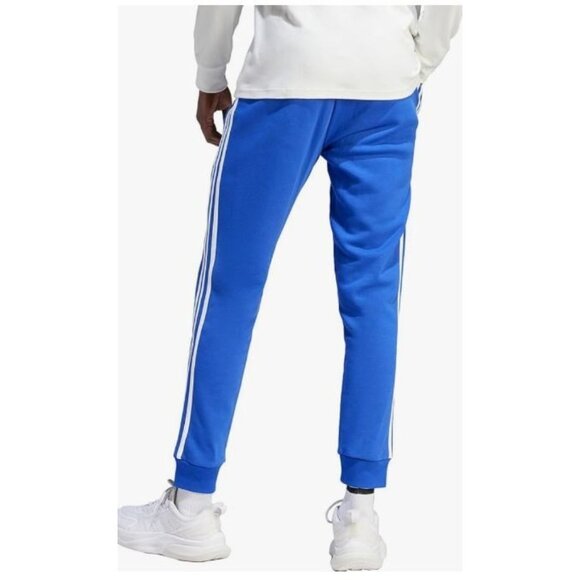 NEW Adidas Men's Essentials Fleece 3 Stripe Tapered Cuff Track Pants Blue 3XL 3" - Picture 2 of 3